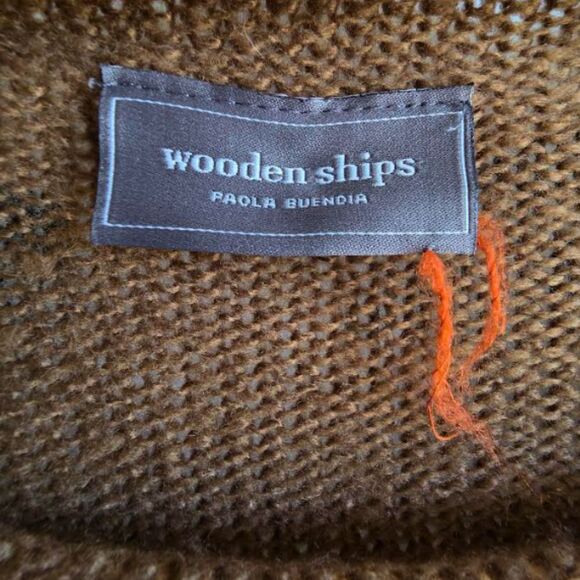 Wooden Ships Sweater Mohair Wool Brown Leopard Mob Wife Glam Quiet Luxury S/M - Picture 5 of 9